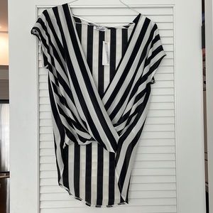 Glamorous black and white stripe chiffon top